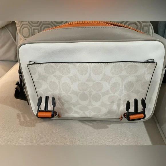 Coach Beige and Orange Messenger Bag - Picture 9 of 10